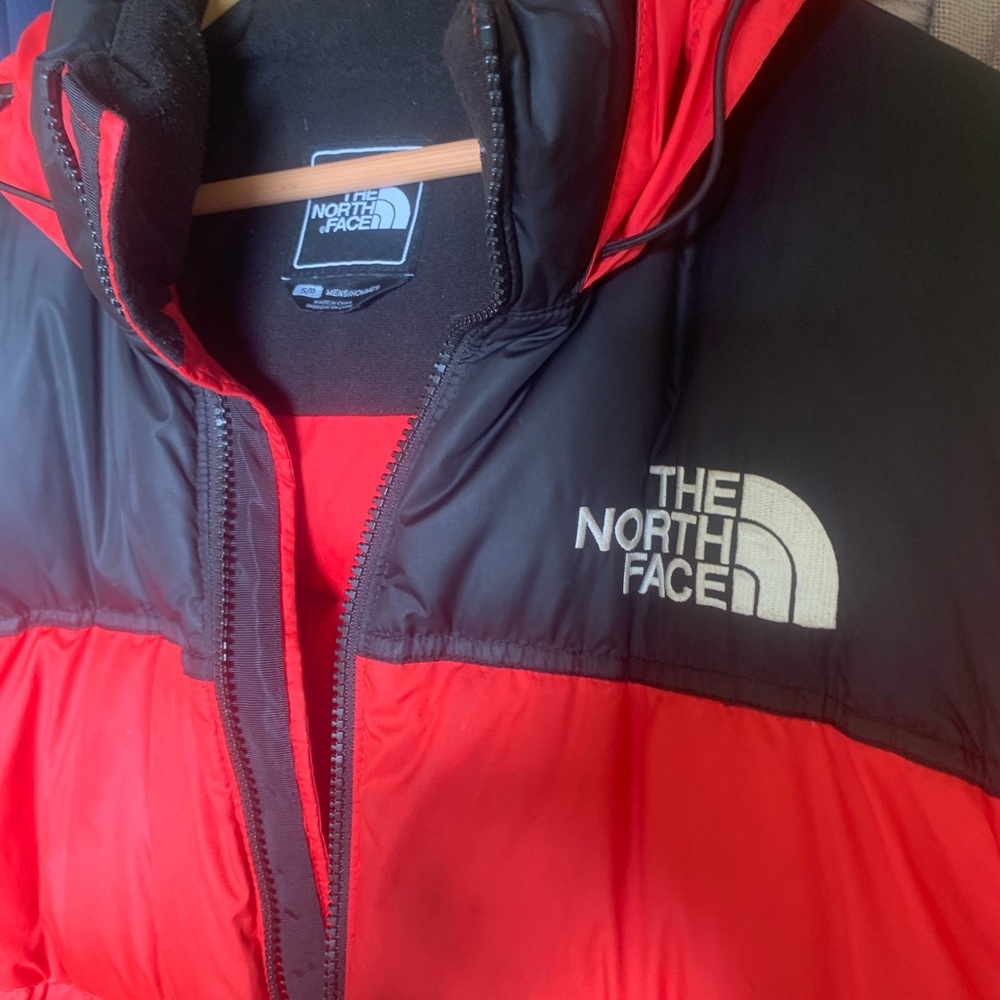The North Face Bold Red and Black Puffer Jacket